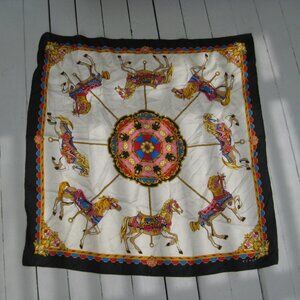 Vintage Echo Carousel Horses Scarf - Silk?
